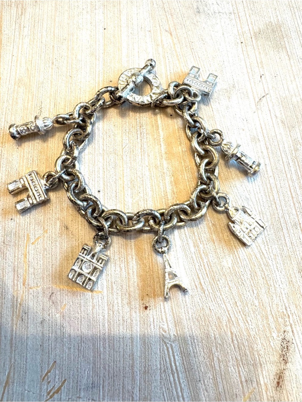 Agatha Paris Silver Parisian Travel Charm Bracelet with Eiffel Tower Charm